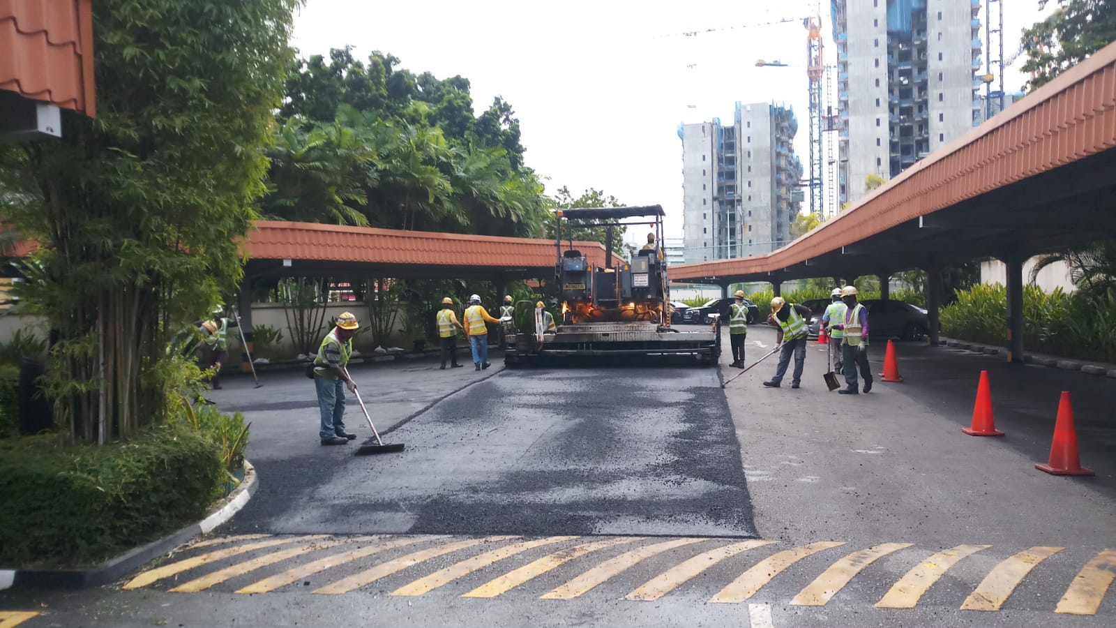 Local construction companies have already incorporated Magorium’s green construction material in their work. It has been used to lay roads at a Marymount condominium (as pictured) as well as a Tuas factory site. (Photo: Magorium)